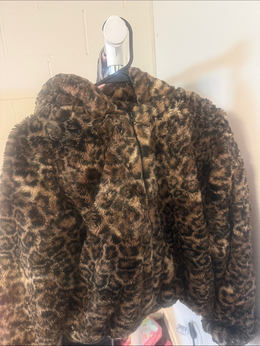 Carbon Leopard-Print Teddy Jacket - Brown & Black